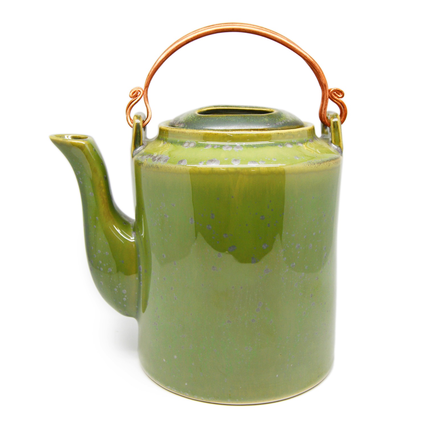 Large round teapot with bronze handles - 0014