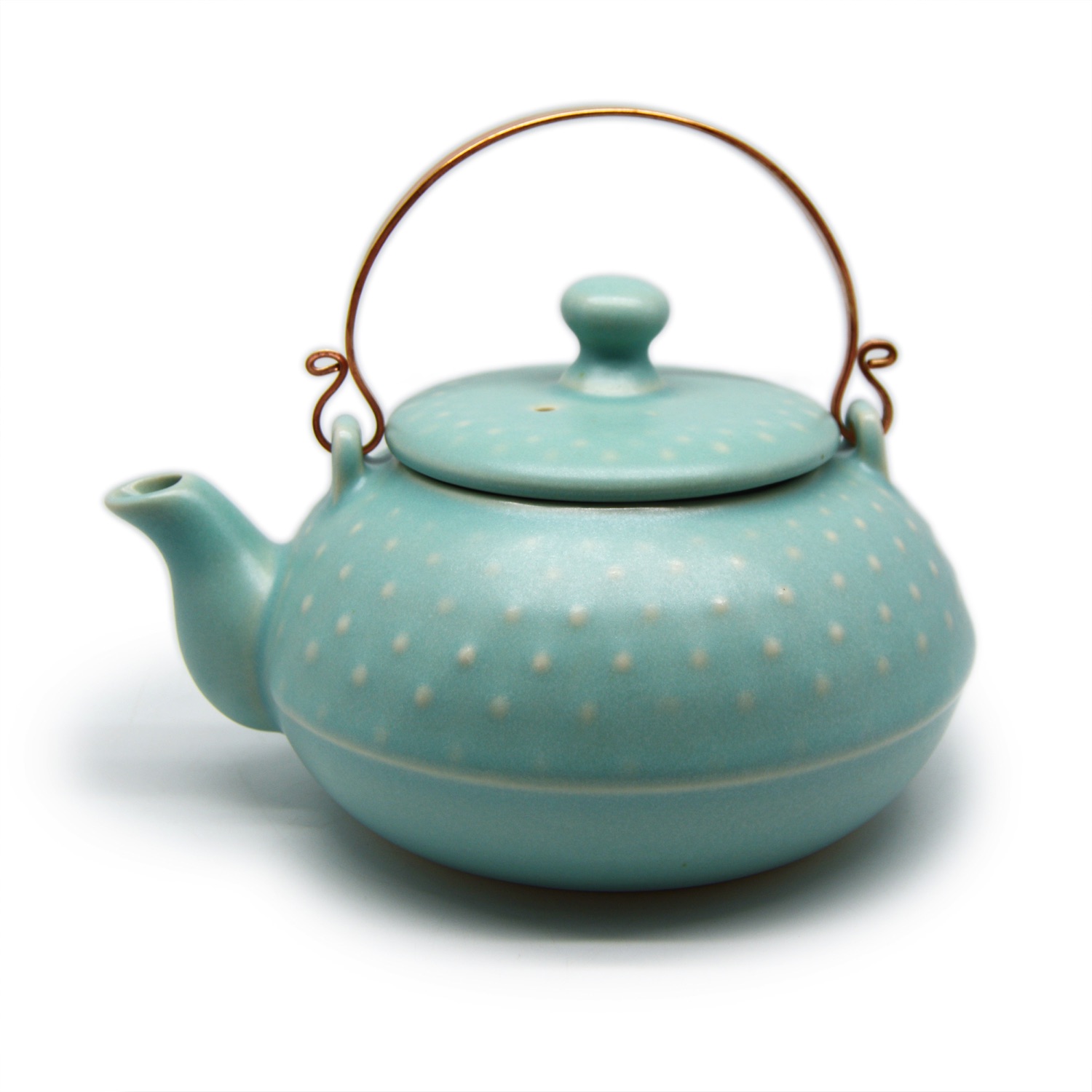 Doted teapot with bronze handle - 0032