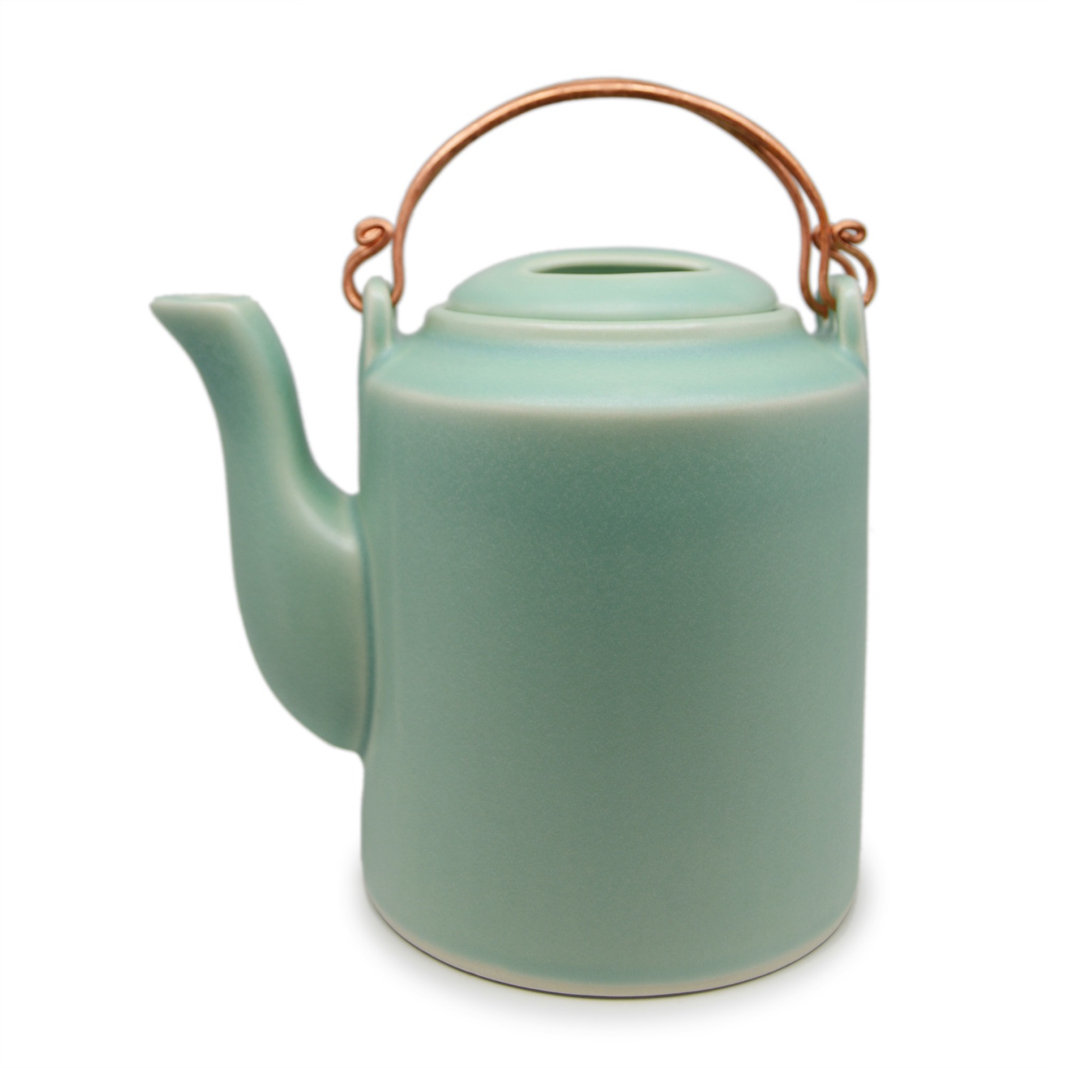 Large round teapot with bronze handles - 0032