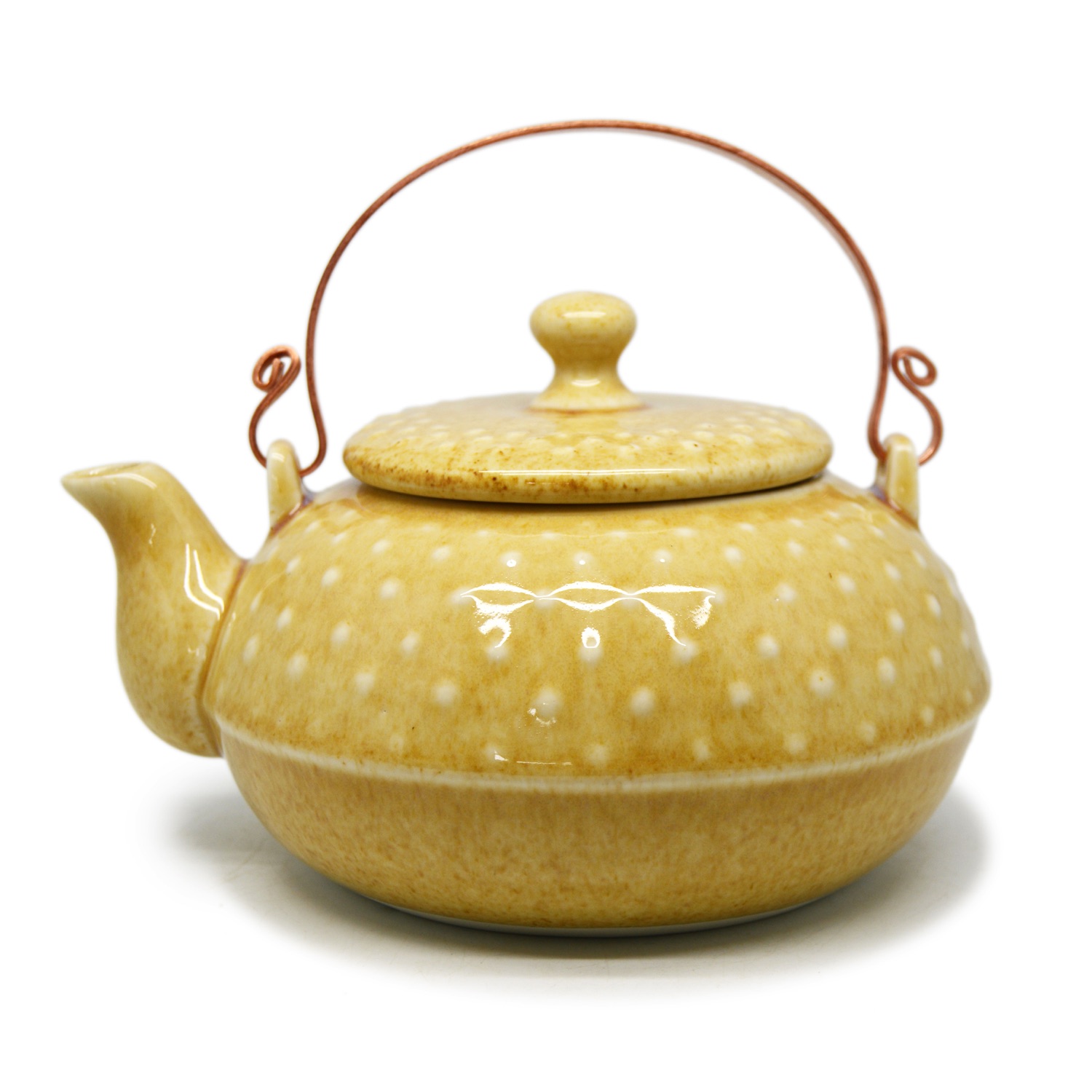 Doted teapot with bronze handle - 0036