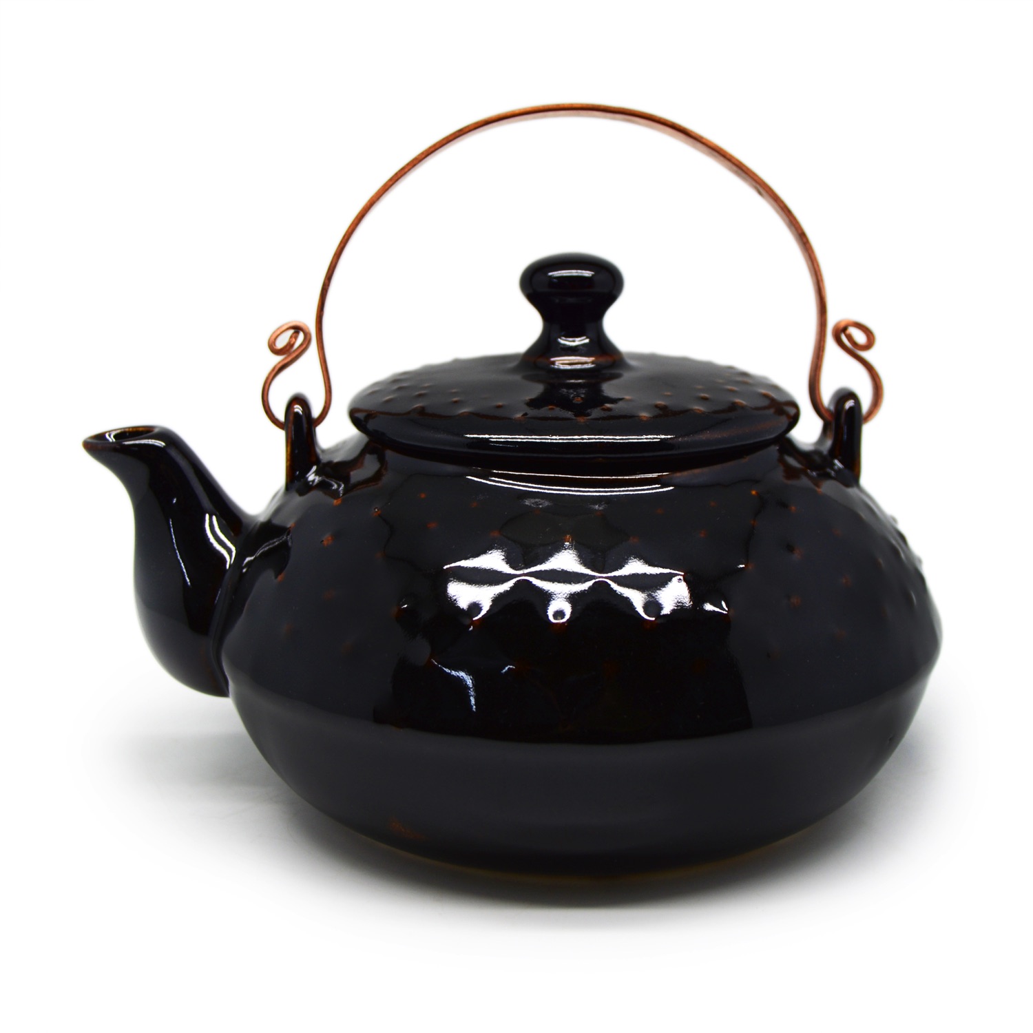 Doted teapot with bronze handle - 0047