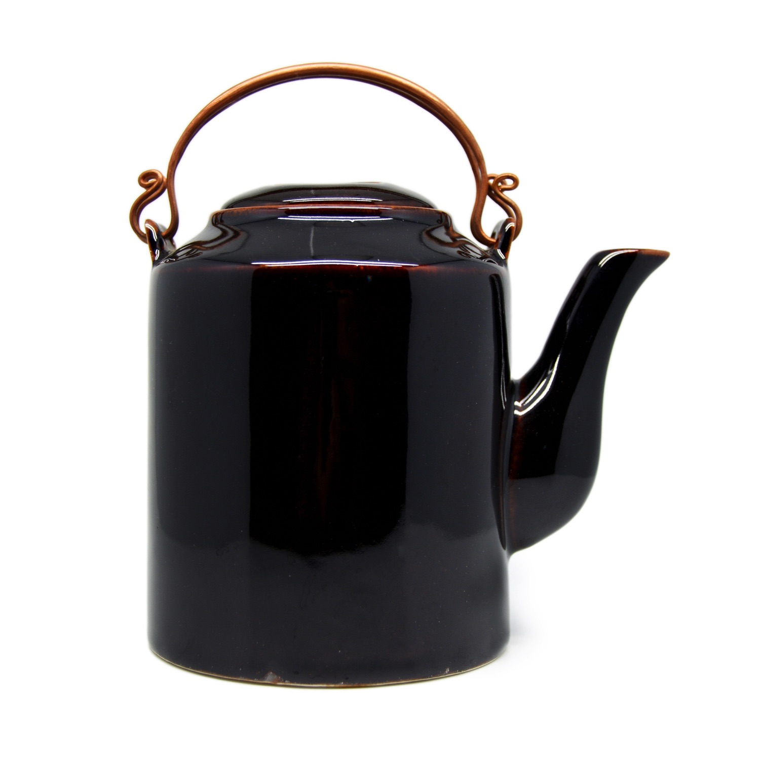 Small round teapot with bronze handle - 0047