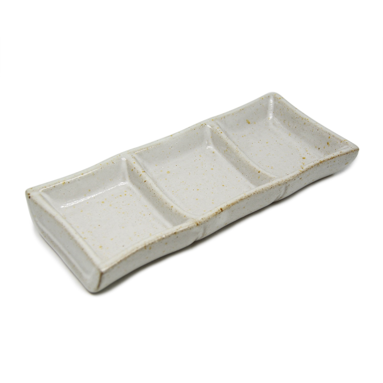 Triple condiment tray - 0015 Glossy Stoneware