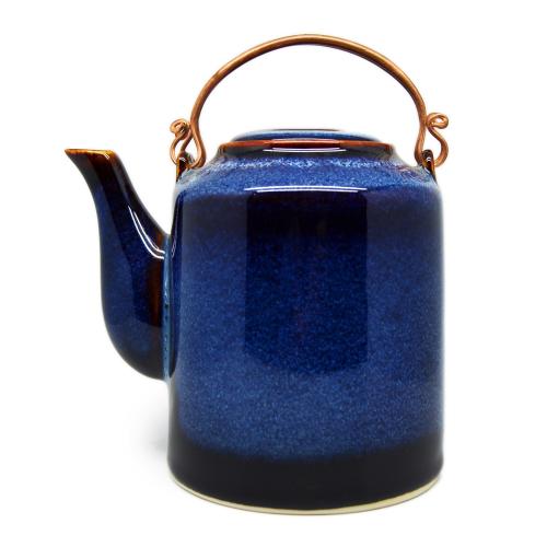 Small round teapot with bronze handle - 8094